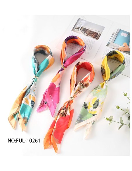 Pañuelo satinado floral tropical