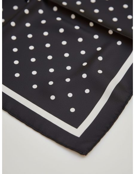 Chic polka-dot square silk effect scarf