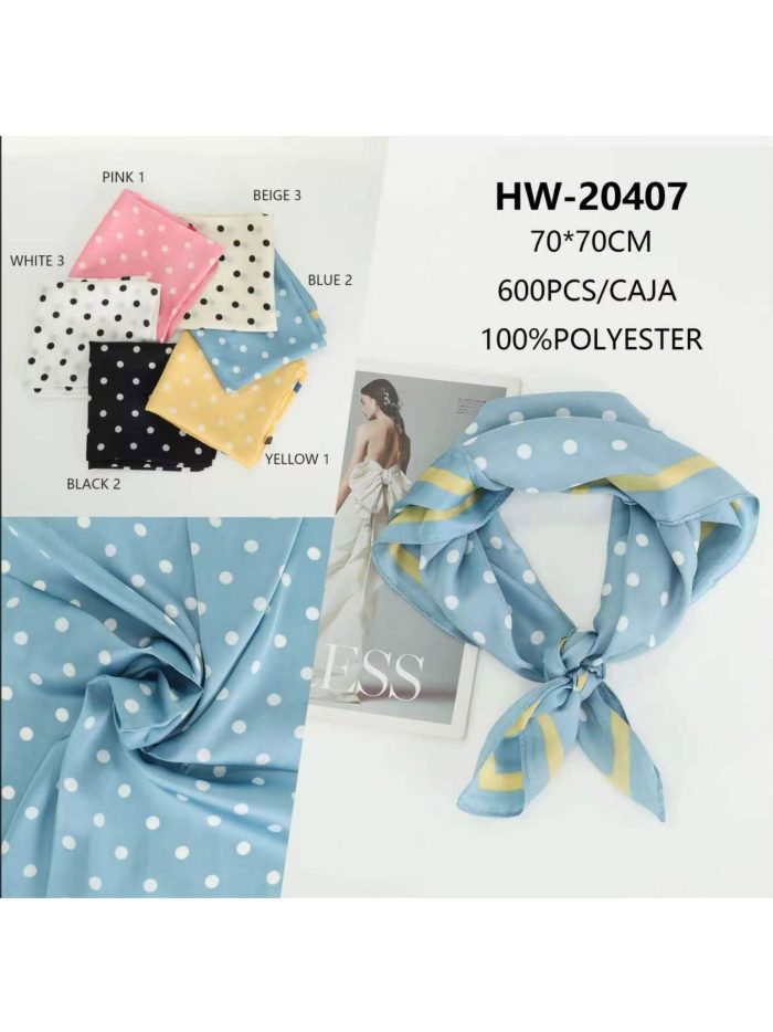 Pañuelo efecto seda cuadrado de lunares