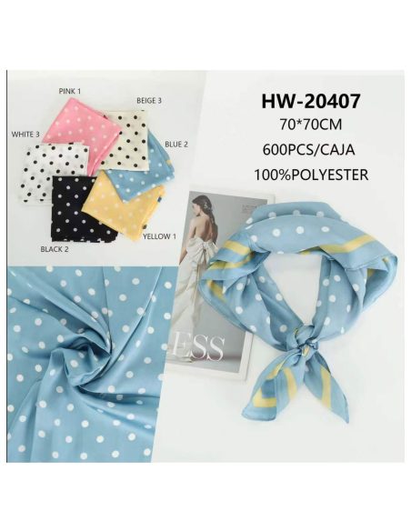 Pañuelo efecto seda cuadrado de lunares