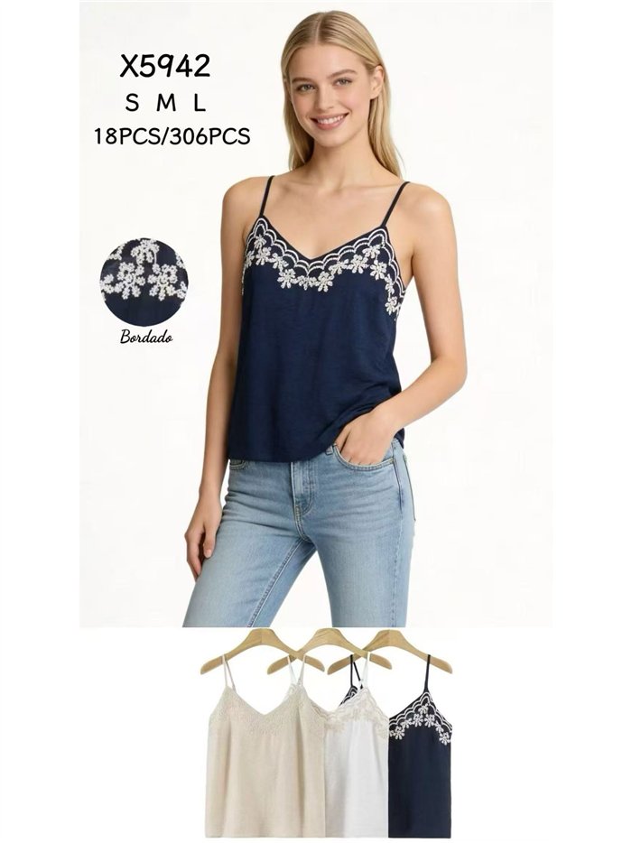 Top lencero bordado tirantes