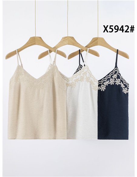 Top lencero bordado tirantes