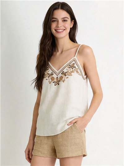 Top lino bordado tirantes