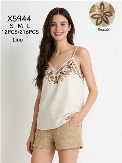 Top lino bordado tirantes 2