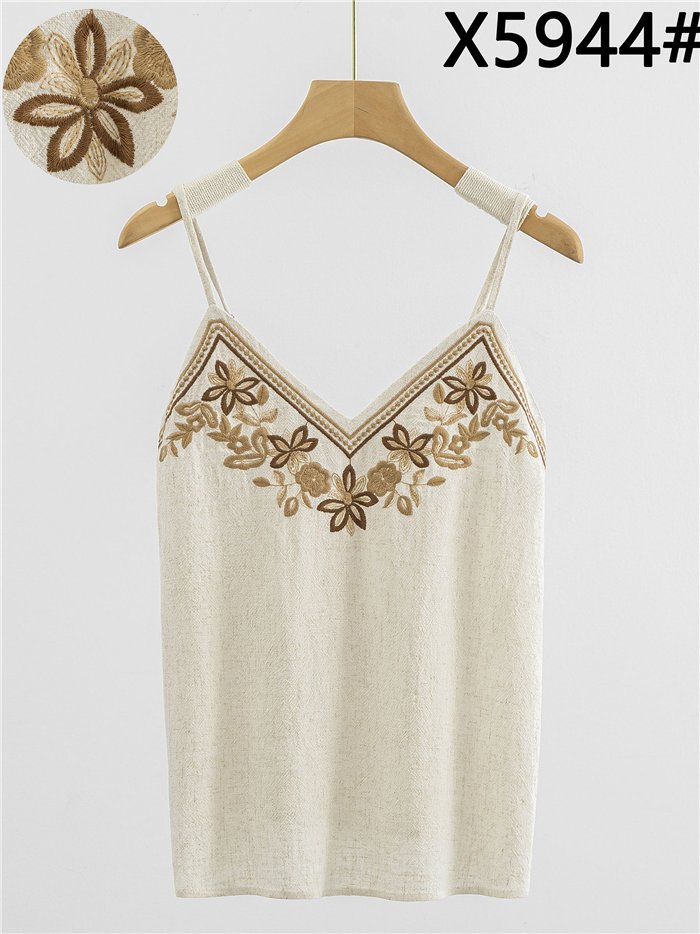 Top lino bordado tirantes