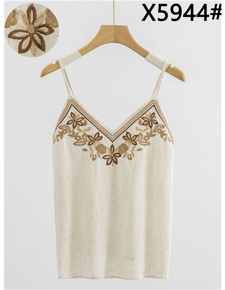 Top lino bordado tirantes