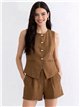 Conjunto lino chaleco botones y short