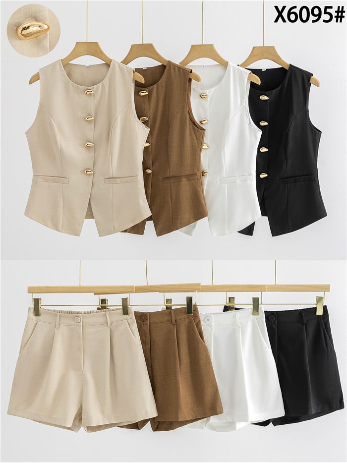 Conjunto lino chaleco botones y short