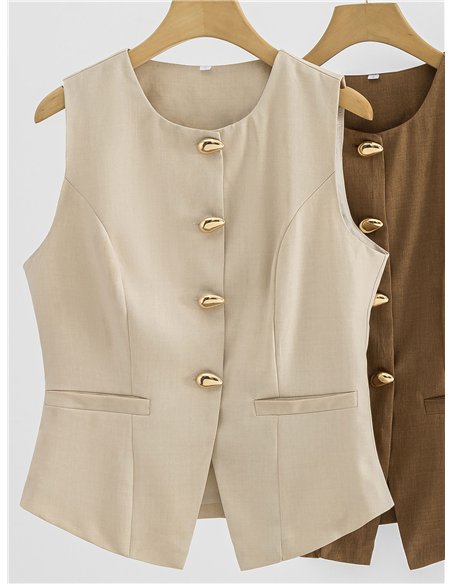 Conjunto lino chaleco botones y short