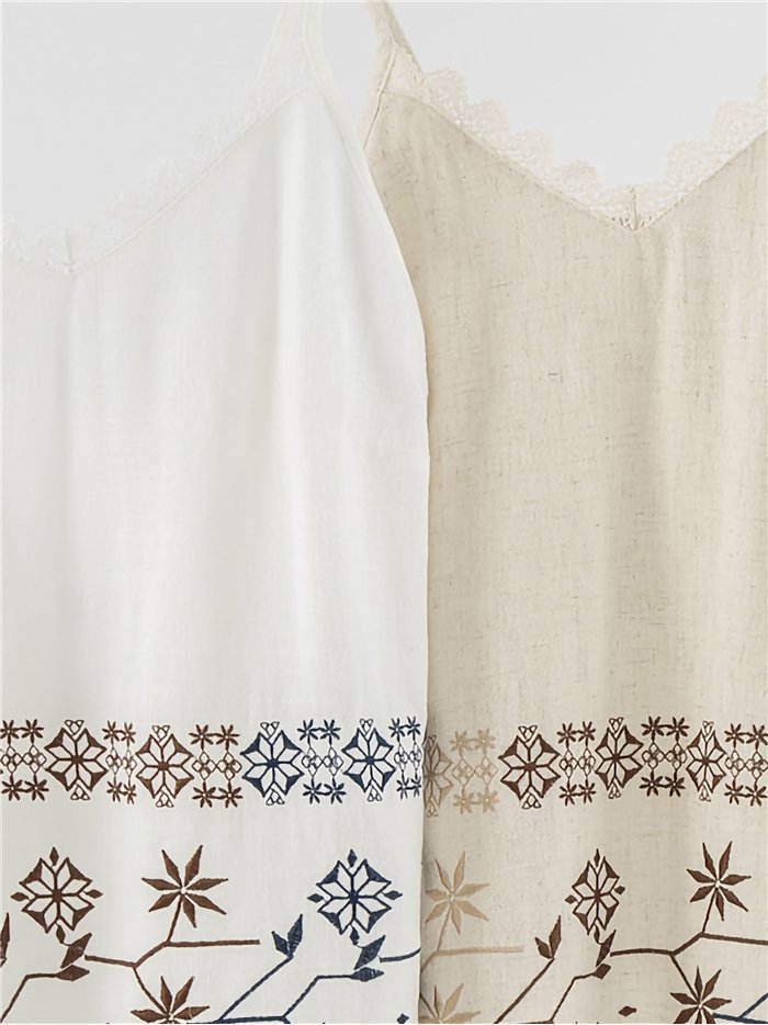 Lin de dessus brodé ethnique