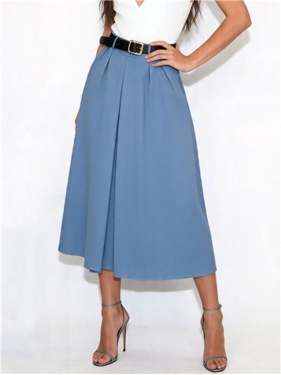 Belted A line midi skirt