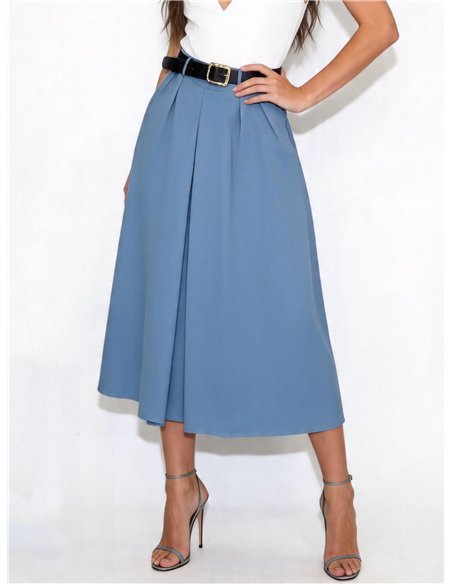 Belted A line midi skirt