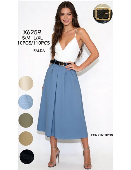 Belted A line midi skirt