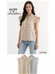 Checked ruffle sleeve blouse