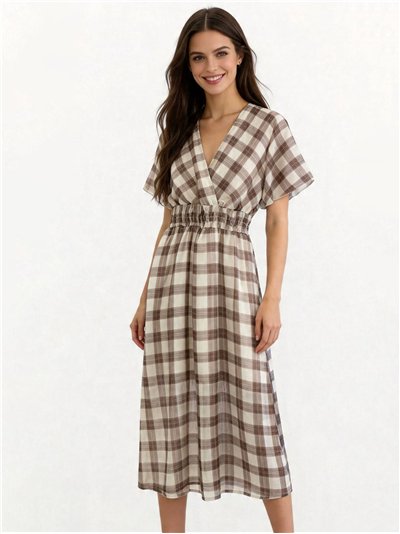 Vestido midi cuadros cruzado