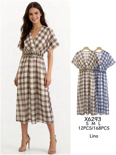 Vestido midi cuadros cruzado 2