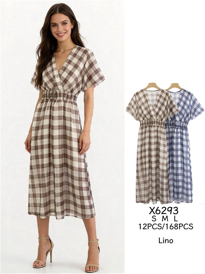 Vestido midi cuadros cruzado