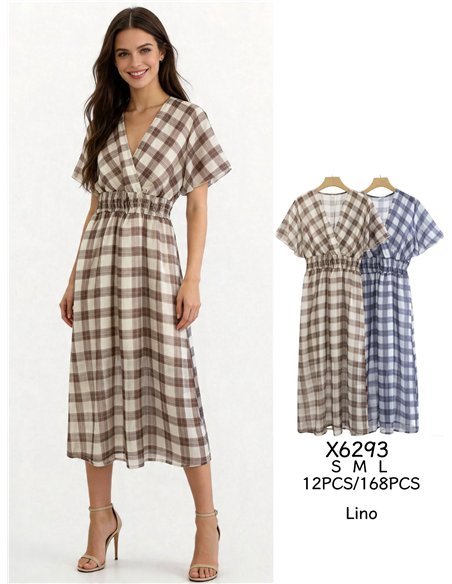 Vestido midi cuadros cruzado