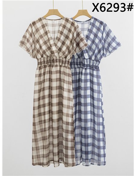 Vestido midi cuadros cruzado