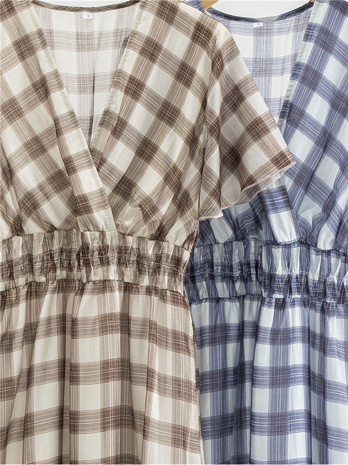 Vestido midi cuadros cruzado