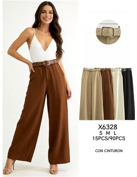 Pantalón wide leg con cinturón