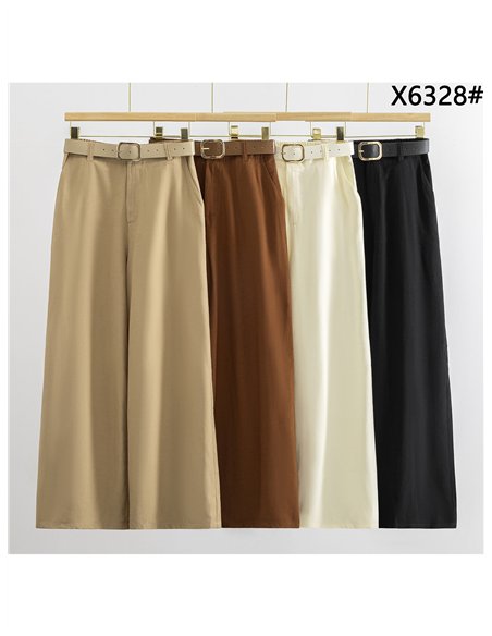 Pantalón wide leg con cinturón