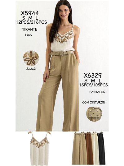 Pantalón recto con cinturón 2
