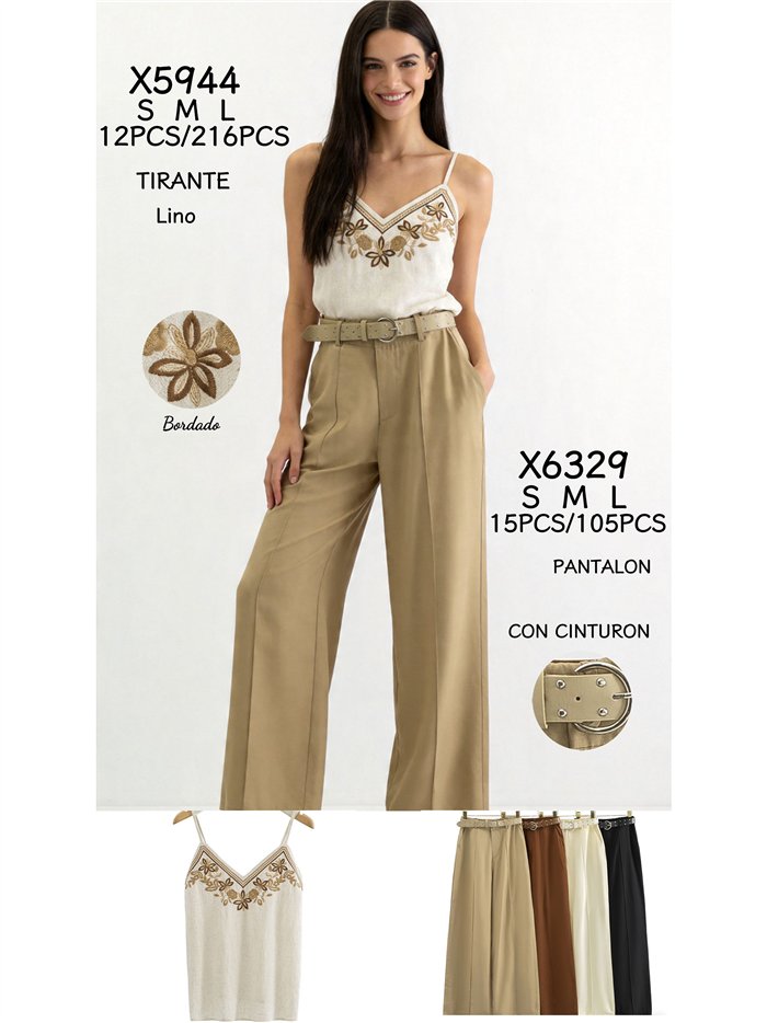 Pantalón recto con cinturón