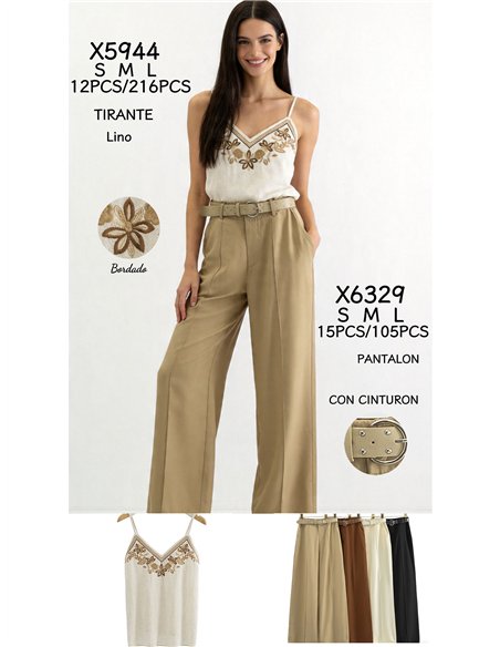 Pantalón recto con cinturón