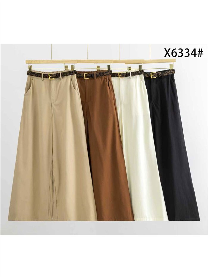 Pantalón palazzo con cinturón animal print