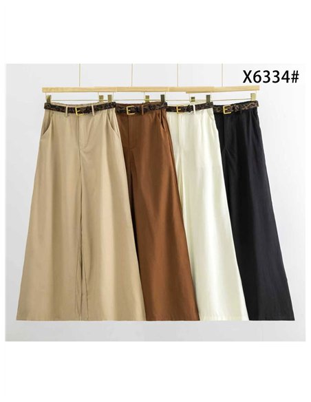 Pantalón palazzo con cinturón animal print