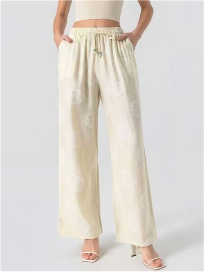 Pantalón palazzo estampado con cordón