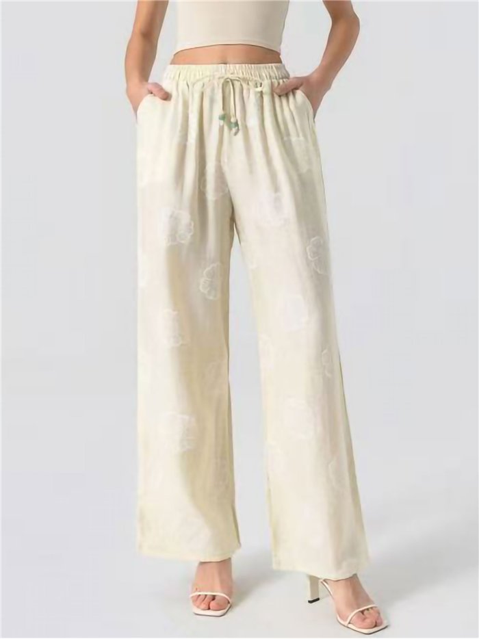 Pantalón palazzo estampado con cordón