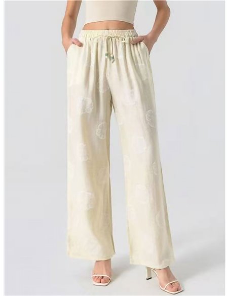 Pantalón palazzo estampado con cordón