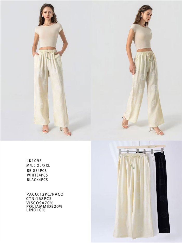 Pantalón palazzo estampado con cordón