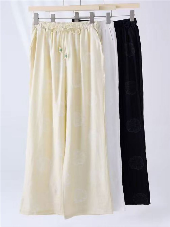 Pantalón palazzo estampado con cordón