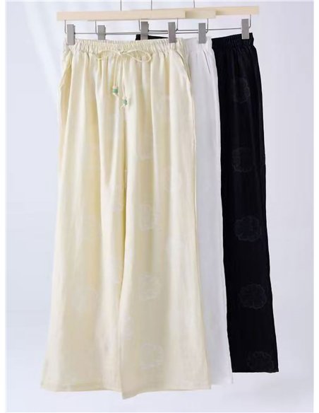 Pantalón palazzo estampado con cordón