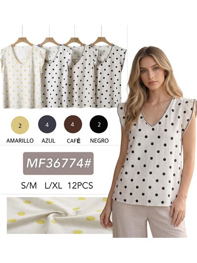 Leinenbluse mit Polka-Dots und Rüschen 2