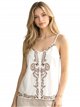 Top lino de tirantes bordado con lentejuelas