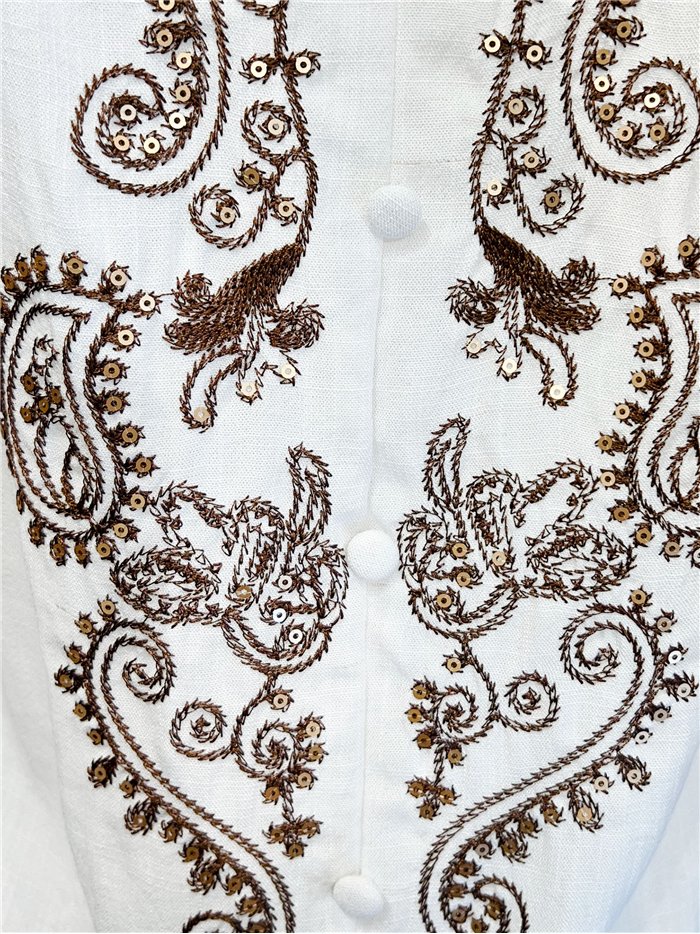 Top lino de tirantes bordado con lentejuelas