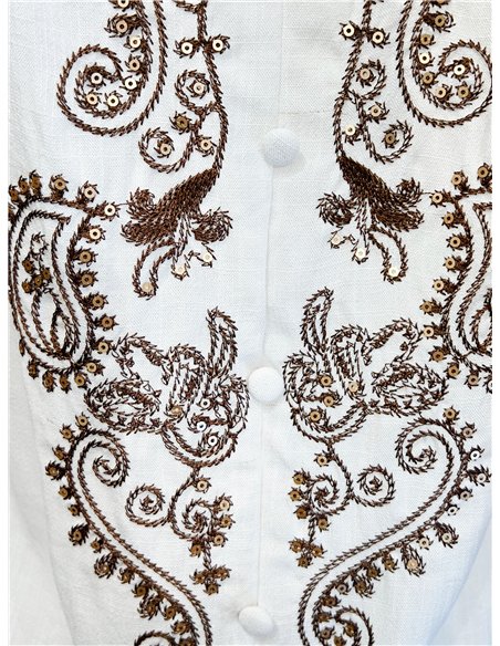 Top lino de tirantes bordado con lentejuelas