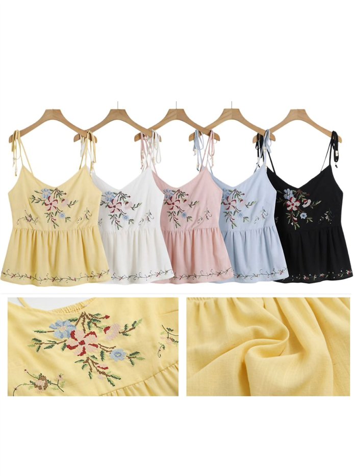 Floral embroidered peplum top