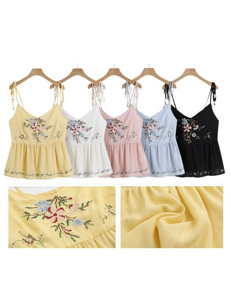 Floral embroidered peplum top