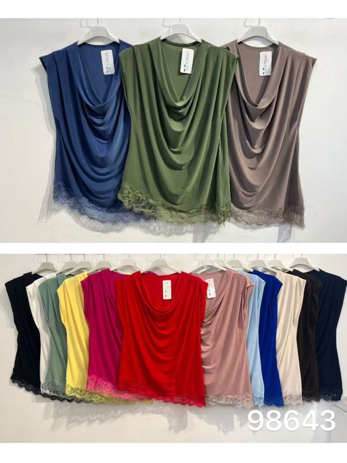 Top in pizzo drappeggiato taglie forti | ZD-98643 | B2B