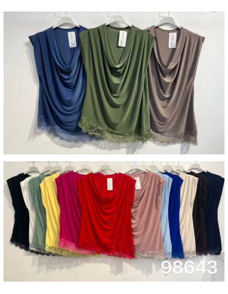 Top in pizzo drappeggiato taglie forti | ZD-98643 | B2B