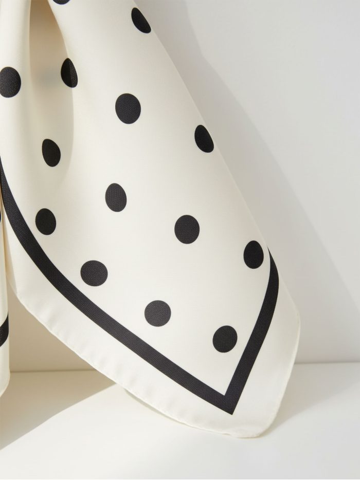 Foulard carré à pois effet soie avec imprimé classique