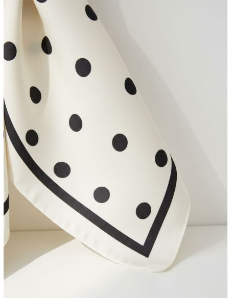 Classic polka-dot square silk effect scarf