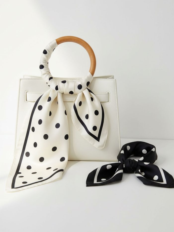 Foulard carré à pois effet soie avec imprimé classique