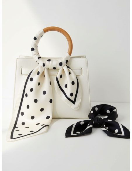 Classic polka-dot square silk effect scarf