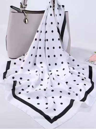 Chic polka-dot square silk effect scarf | HY-HW-46325